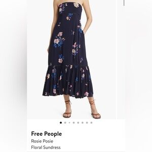 Free People Navy Floral Rosie Maxi sunDress